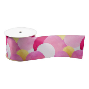 Watercolor Vibrant Painted Spring Flowers Satin Ribbon