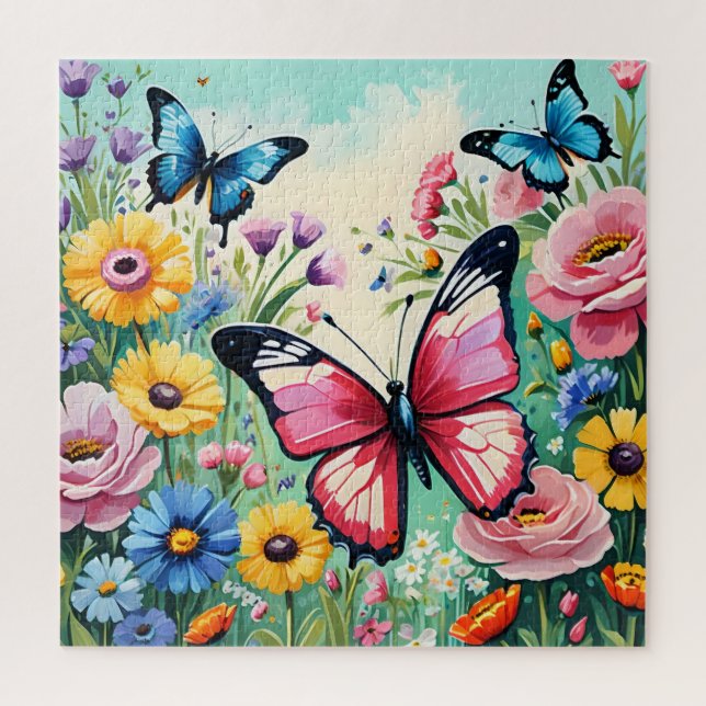 Watercolor Vibrant Spring Flowers Pattern Jigsaw Puzzle (Vertical)