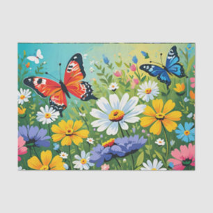 Watercolor Vibrant Spring Flowers Pattern Tissue Paper