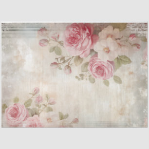 Watercolor Victorian ephemera blush roses chic Tissue Paper