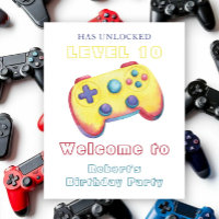 Watercolor Video Game Kids Birthday