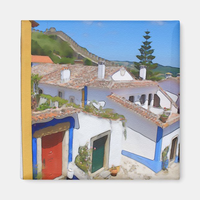 Watercolor village magnet (Front)