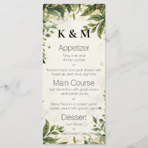 Watercolor Vines Elegant Greenery Dining Menu