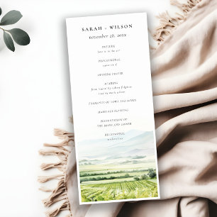 Watercolor Vineyard Landscape Wedding Program Invitation