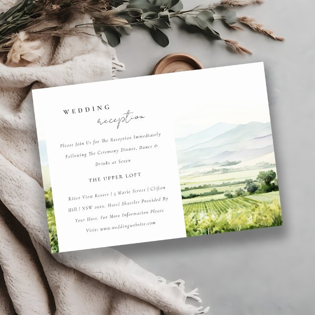 Watercolor Vineyard Landscape Wedding Reception Enclosure Card (Creator Uploaded)
