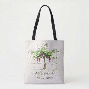 Watercolor Vineyard Tote Bag for Girls Weekend