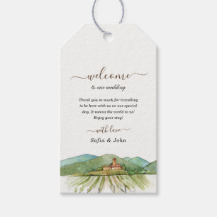 Watercolor Vineyard Wedding Welcome Gift Tags