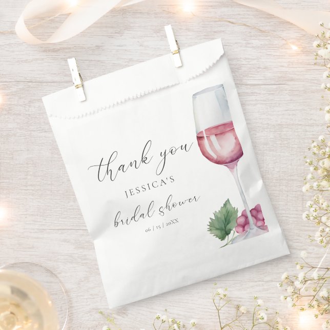 Watercolor Vino before Vows Bridal Shower  Favour Bags (Clipped)