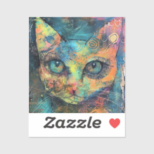Watercolor Vintage Abstract Cat (10)
