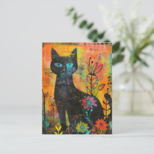 Watercolor Vintage Abstract Cat (9) Invitation Postcard