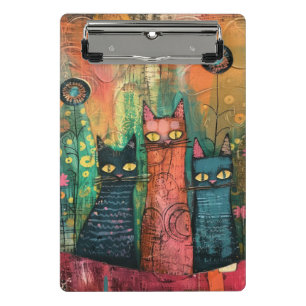 Watercolor Vintage Abstract Cat Mini Clipboard
