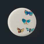Watercolor vintage blue butterflies. Odilon Redon 3 Cm Round Badge<br><div class="desc">Watercolor vintage blue butterflies by Odilon Redon.</div>
