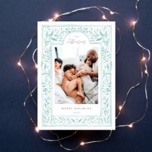 Watercolor Vintage Botanical Frame Holiday Card