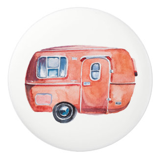 Watercolor Vintage Camper Trailer Knob Pull v. 1