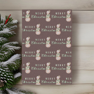 Watercolor Vintage Candy Snowman Christmas Tissue Paper