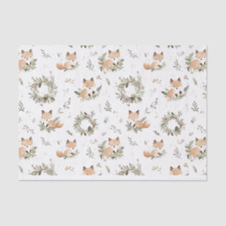 Watercolor Vintage cute fox Christmas pattern Tissue Paper