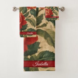 Watercolor Vintage  Floral Modern Collection Bath Towel Set