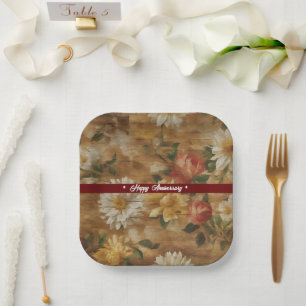 Watercolor Vintage Floral Popular Collection Paper Plate