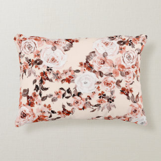 Watercolor vintage floral seamless pattern, brown  decorative cushion