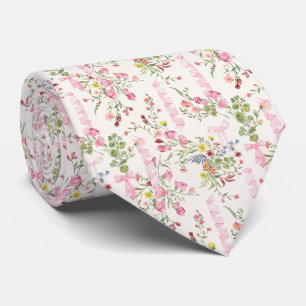 Watercolor Vintage Floral Spring Garden Tie