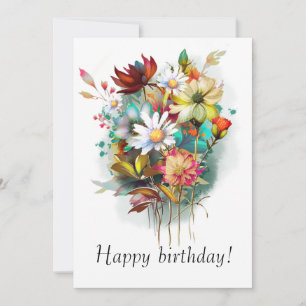 Watercolor vintage flowers announcement