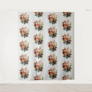 Watercolor vintage flowers tapestry
