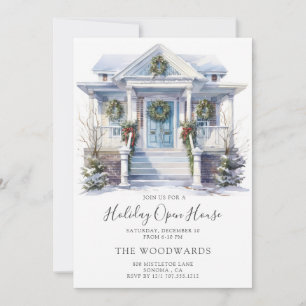 Watercolor Vintage Home Christmas Holiday Invitation