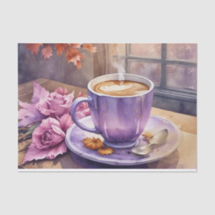 Watercolor Vintage Lavender Mocha Bloom Decoupage Tissue Paper