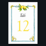 Watercolor vintage Lemons Wedding Table Numbers<br><div class="desc">Watercolor Vintage Lemon Wedding Table numbers | Customisable invitation featuring watercolor illustration of lemons. This lemon invitation cards are perfect for spring and summer weddings. Personalise text font style,  colour,  and size. Matching items are available..</div>