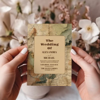 Watercolor Vintage Map Travel Wedding