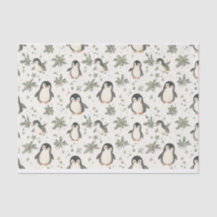 Watercolor Vintage Penguin Christmas pattern Tissue Paper