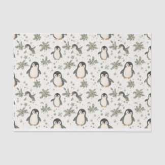 Watercolor Vintage Penguin Christmas pattern Tissue Paper