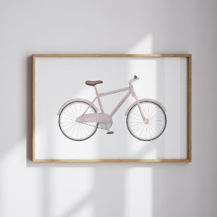Watercolor vintage pink bike poster
