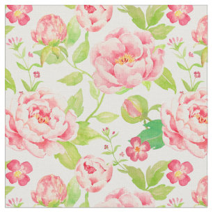 Watercolor Vintage Pink Peony Fabric