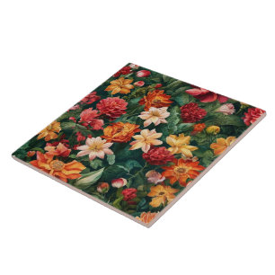 Watercolor Vintage Popular Floral Collection Tile