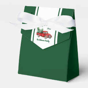 Watercolor Vintage Red Truck Christmas Party Favour Box