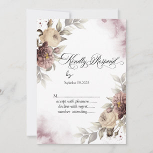 Watercolor Vintage Roses Dots RSVP Invitation