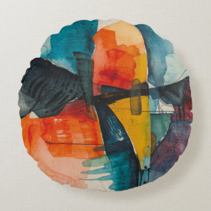 Watercolor vintage round cushion