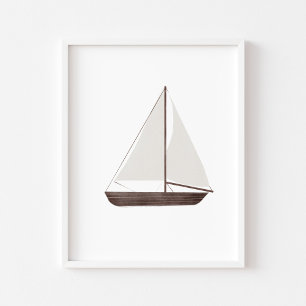 Watercolor vintage sailboat poster