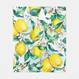 Watercolor vintage seamless pattern, branch of fr fleece blanket