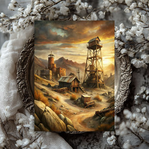 Watercolor vintage small town in wild west western tissue paper
