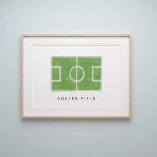 Watercolor vintage soccer field postser poster
