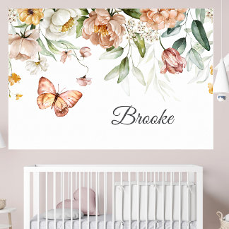 Watercolor Vintage Soft Pink Florals Baby Nursery Poster