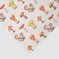 Watercolor vintage style Mushrooms on ecru 