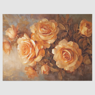 Watercolor vintage sunset orange English roses Tissue Paper