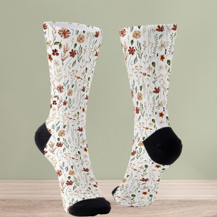 Watercolor Vintage Wildflower Floral Botanical Socks