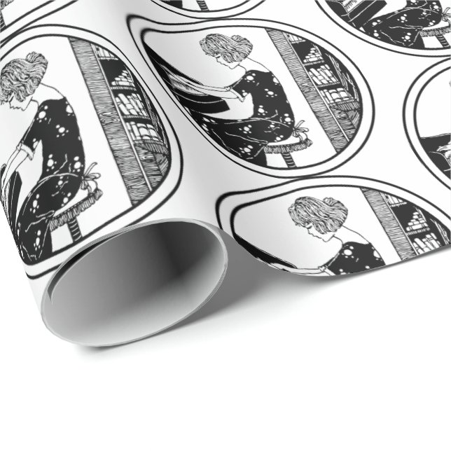 Watercolor Vintage Woman Playing Piano Music Art Wrapping Paper (Roll Corner)