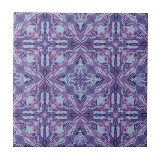 Watercolor Violet Azulejo Spanish Tile (Front)
