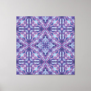 Watercolor Violet Azulejo Spanish Tile Canvas Print