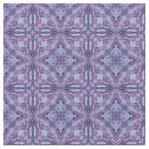 Watercolor Violet Azulejo Spanish Tile Fabric